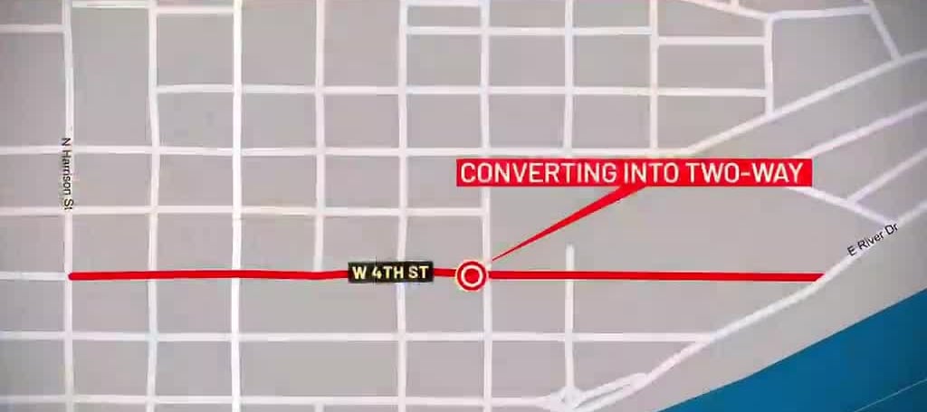 East 4th Street in Davenport Set to Become Two-Way on May 11