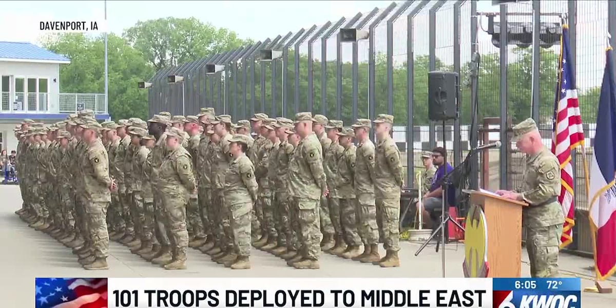 Community gathers for sendoff as 101 troops deployed to Middle East