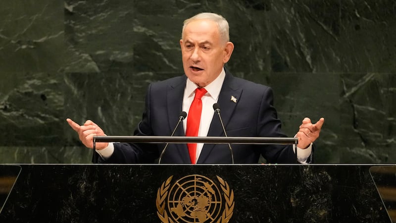 Israeli Prime Minister Benjamin Netanyahu speaks during the 81st session of the United Nations...
