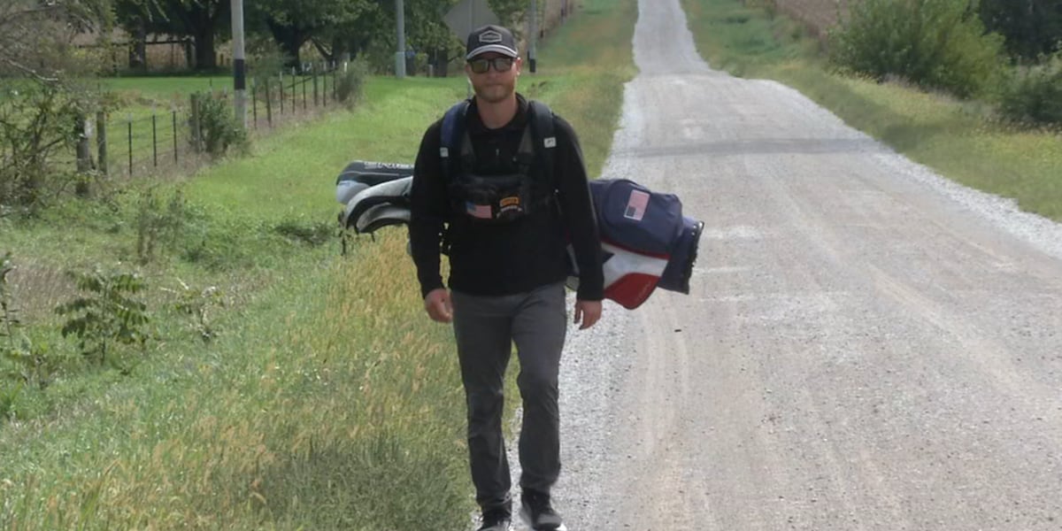 Veteran carries golf clubs across Iowa to start conversations about mental health