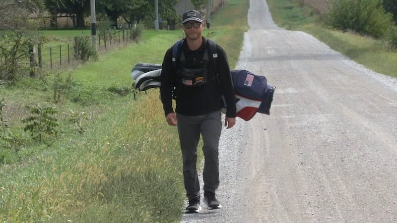 Veteran carries golf clubs across Iowa to start conversations about mental health