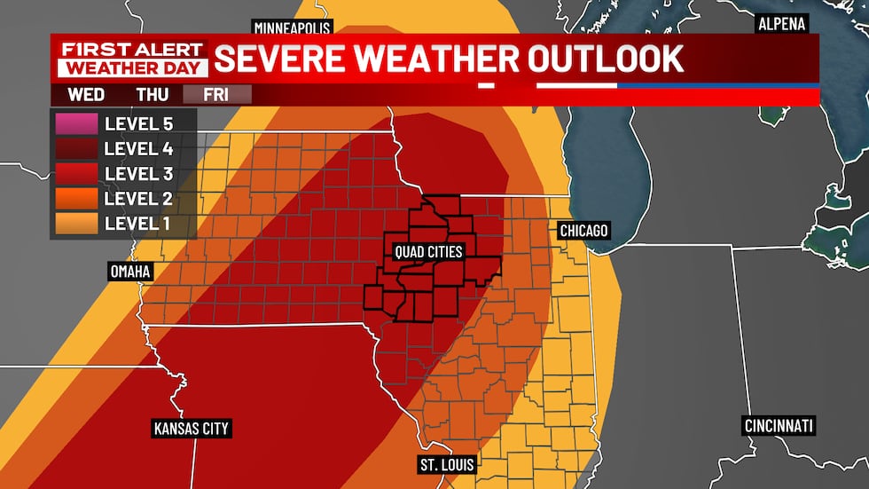 A Level 3 out of 5 risk for Friday evening