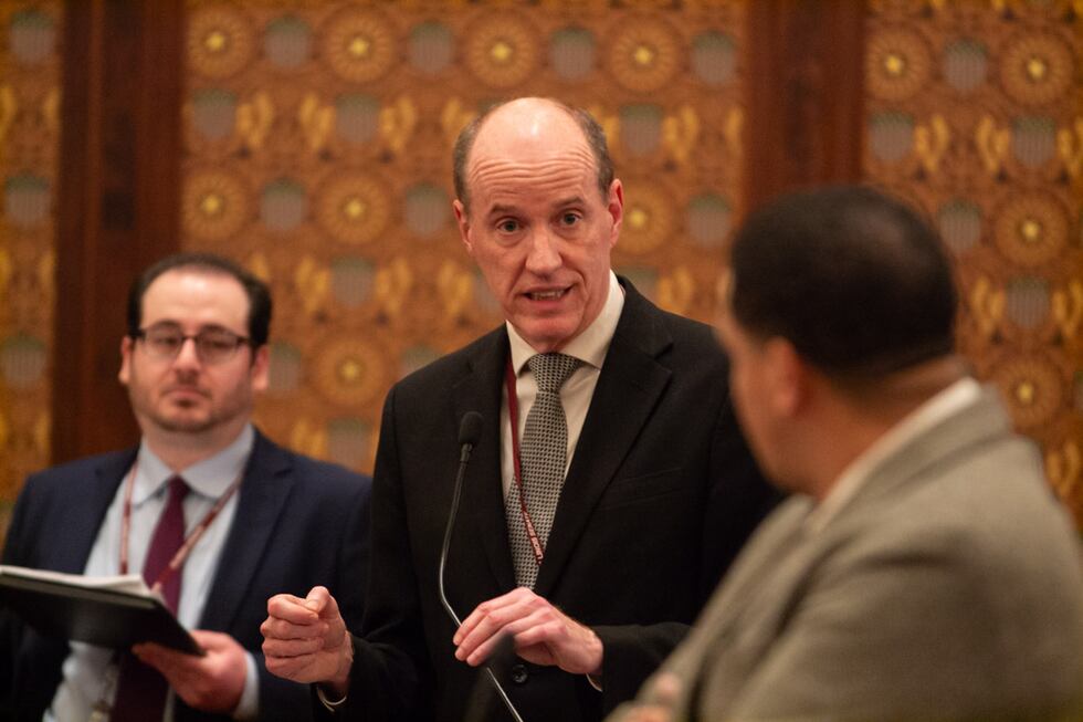 State Sen. Bill Cunningham debates his bill aimed at keeping the Chicago Bears in Illinois on...