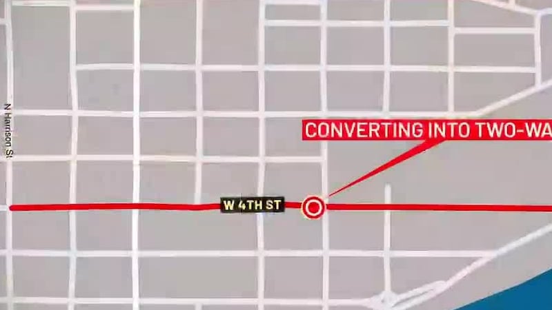 4th Street in Davenport will officially transition into two-way traffic on Thursday.