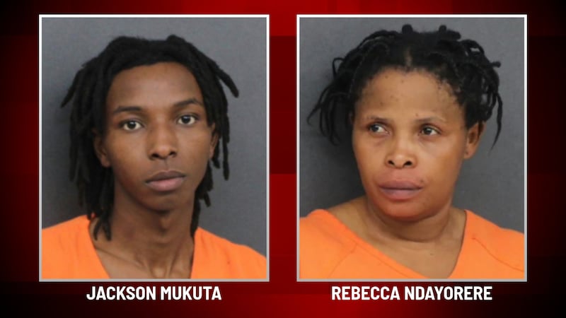 Jackson Mukuta (left) and Rebecca Ndayorere (right) were taken to the Rock Island County Jail.