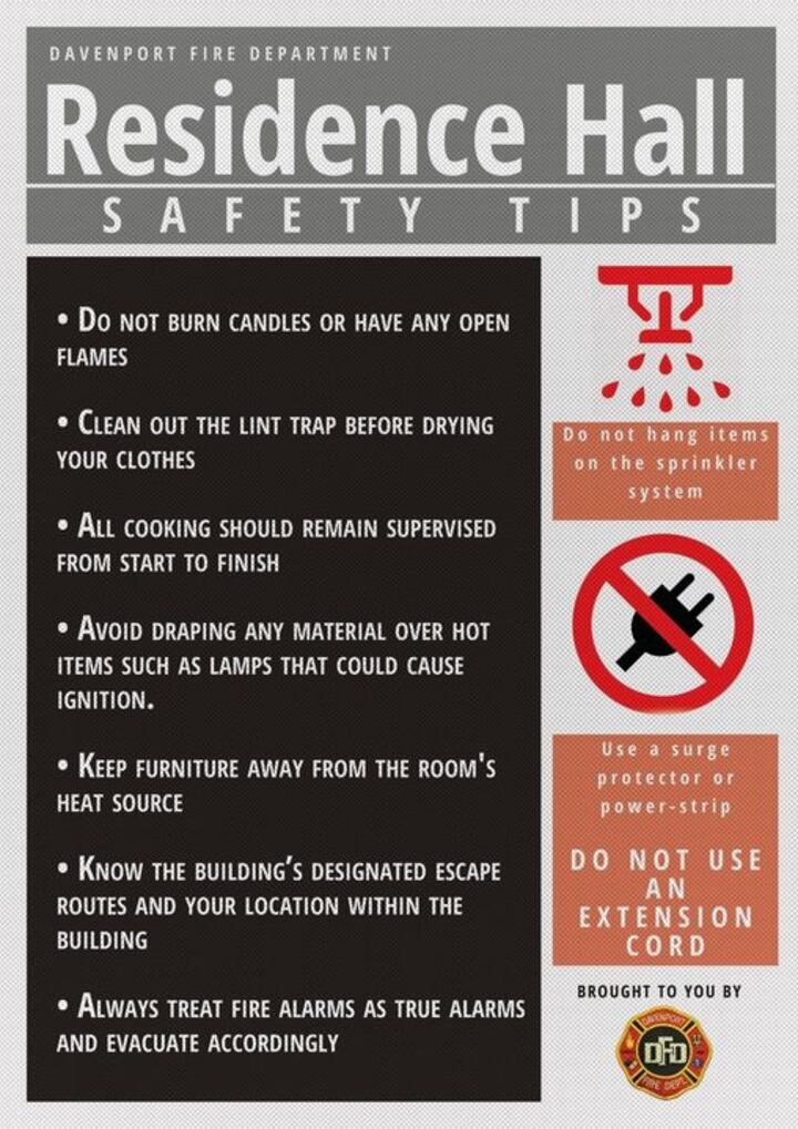 Resident Hall Fire Safety Tips From The Davenport Fire Department resident-hall-fire-safety-tips-from-the-davenport-fire-department