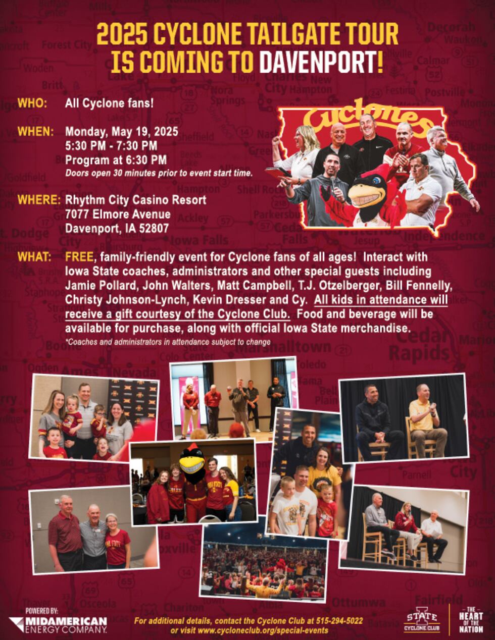 Cyclone Tailgate Tour to make stop in Davenport.