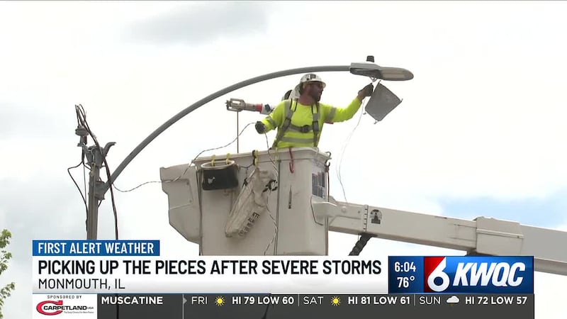 Residents and crews in Monmouth are cleaning up after an EF-1 tornado ripped through town...